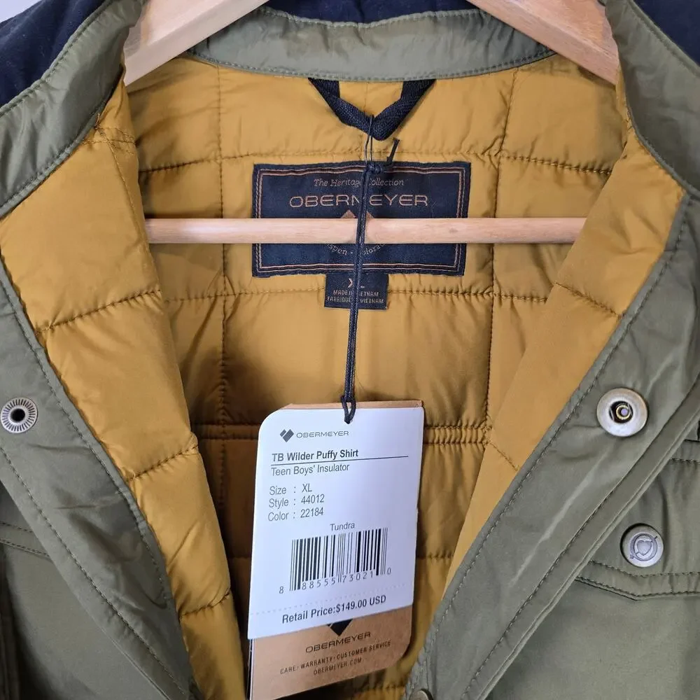 Obermeyer Boys Size TB Wilder Puffy Shirt Jacket Size XL/18 Shacket Tundra